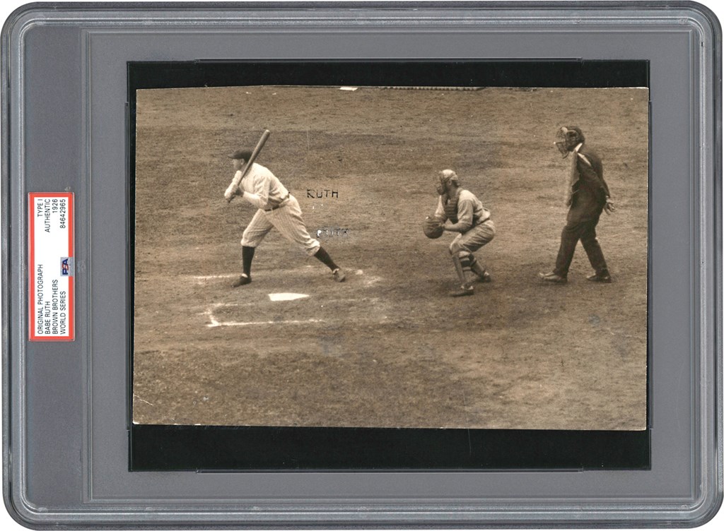 The Brown Brothers Photograph Collection - Babe Ruth 1926 World Series Photograph - Babe at Bat (PSA Type I)