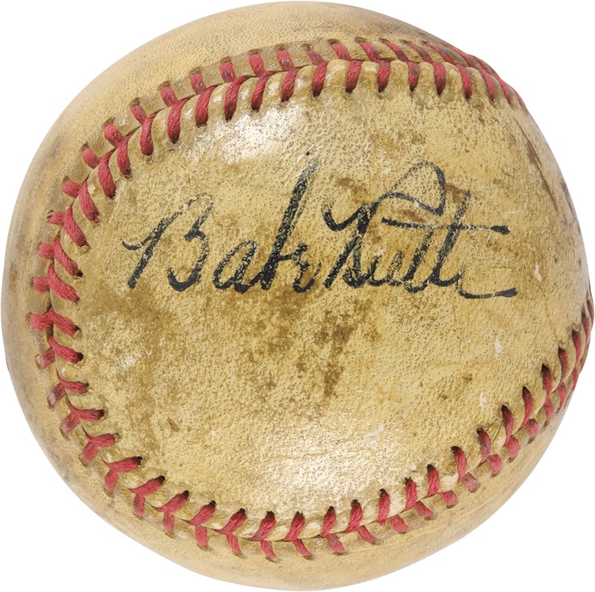 Ruth and Gehrig - Babe Ruth Signed Baseball (PSA) - Displays as a Single