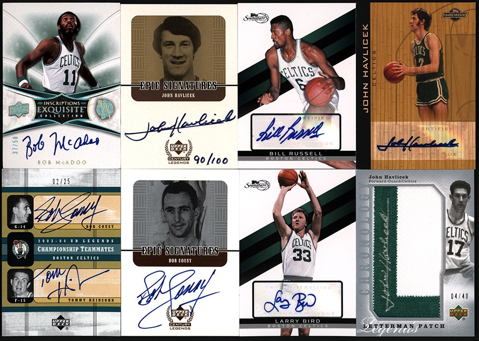 Modern Sports Cards - oston Celtics Autograph and Game Used Card Collection w/Bill Russell Auto (63)