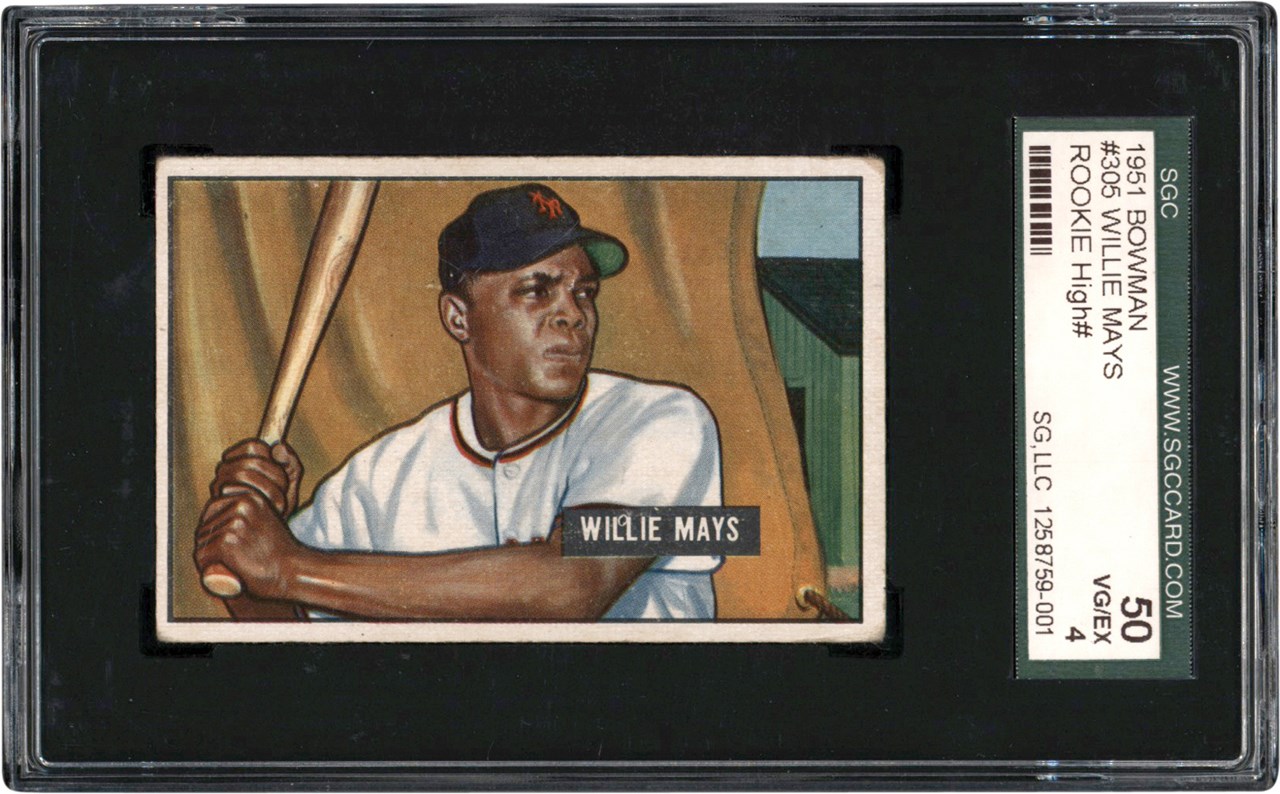 Baseball and Trading Cards - 1951 Bowman #305 Willie Mays Rookie Card SGC VG-EX 4
