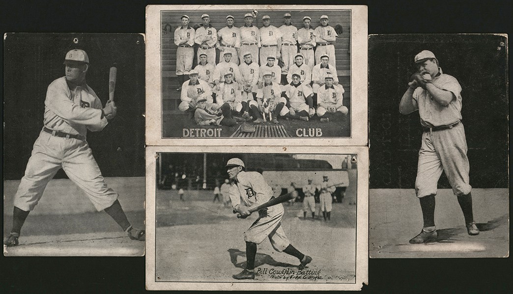 Baseball and Trading Cards - 1907-09 H. M. Taylor & Dietsche Tigers Postcard Collection w/Tigers Team feat. Ty Cobb (4)