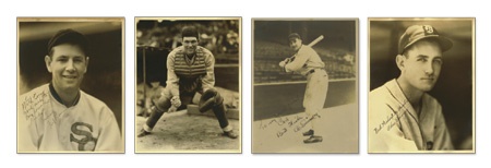 Carl Fischer - Signed Burke Photographs with Simmons, Lyons, Dickey, Grove, Gomez, & Gehringer (10)