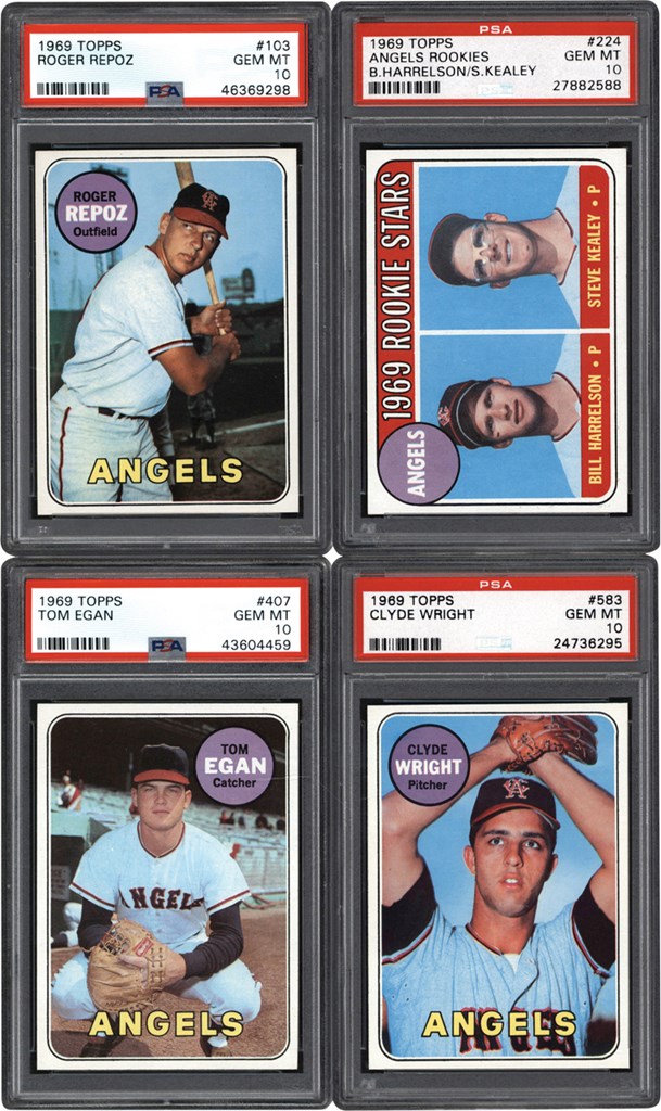 Baseball and Trading Cards - 1969 Topps California Angels PSA GEM MINT 10 Collection (4)