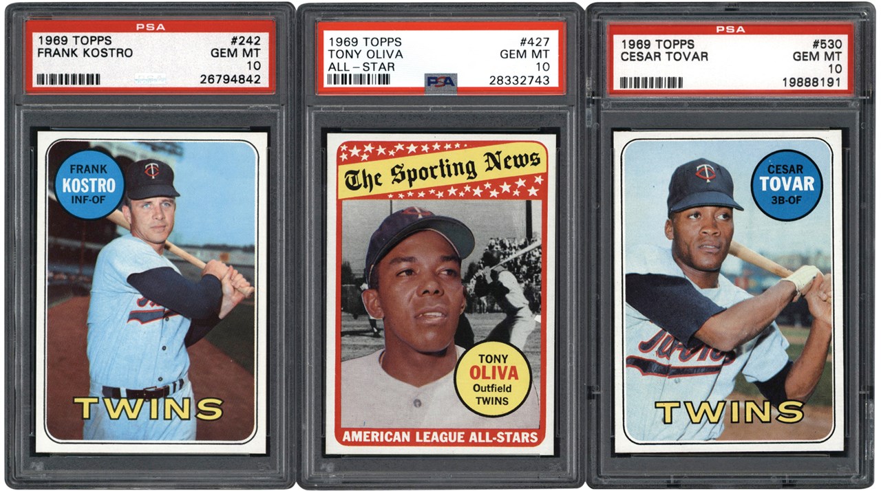 Baseball and Trading Cards - 1969 Topps Minnesota Twins PSA GEM MINT 10 Trio (3) w/Tony Oliva