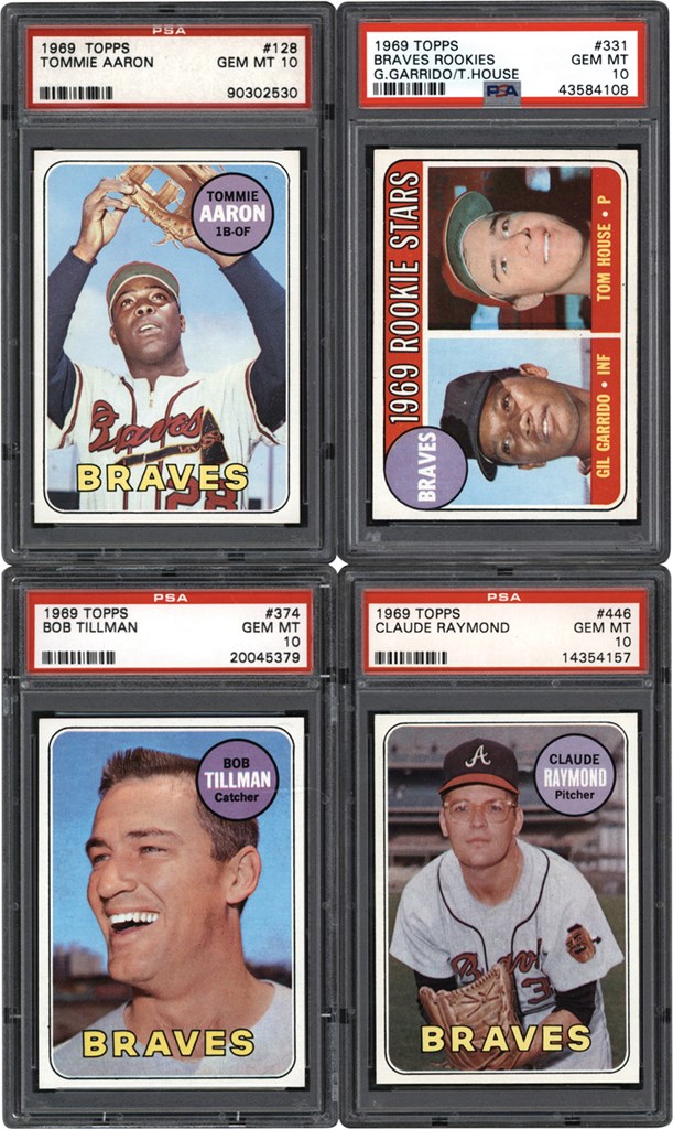Baseball and Trading Cards - 1969 Topps Atlanta Braves PSA GEM MINT 10 Collection (4)