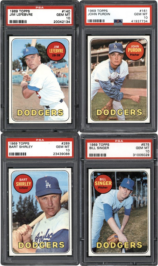 1969 Topps Los Angeles Dodgers PSA GEM MINT 10 Collection (4)