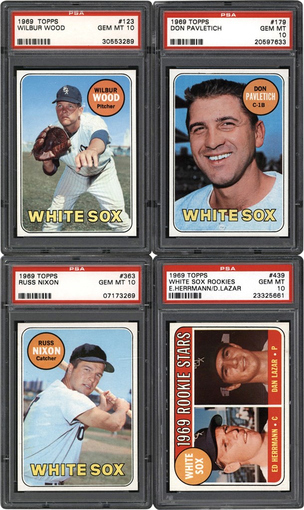 - 1969 Topps Chicago White Sox PSA GEM MINT 10 Collection (4) w/Wilbur Wood