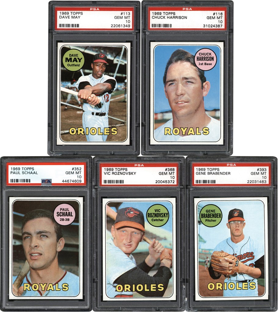 Baseball and Trading Cards - 1969 Topps Royals & Orioles PSA GEM MINT 10 Collection (5)