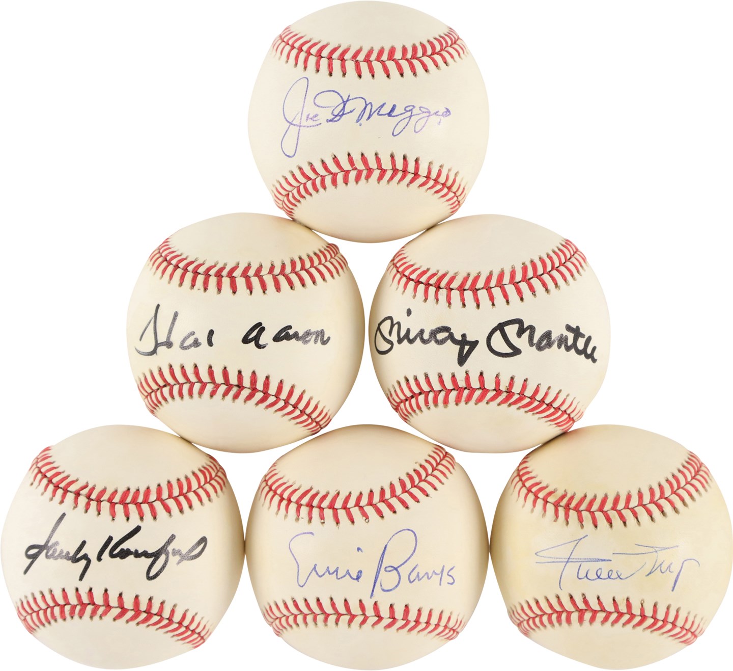 - Hall of Fame Single Singed Baseball Collection - 57 Different Including Mantle, Aaron, DiMaggio, Mays, and Koufax