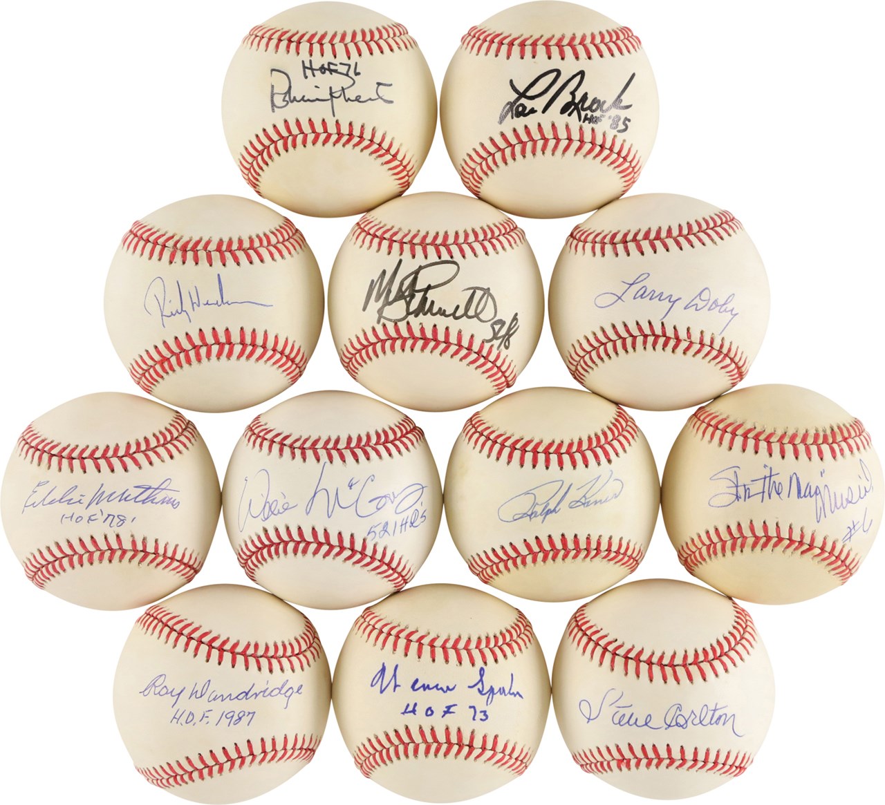 Enormous Hall of Fame Single Signed Baseball Collection (81)