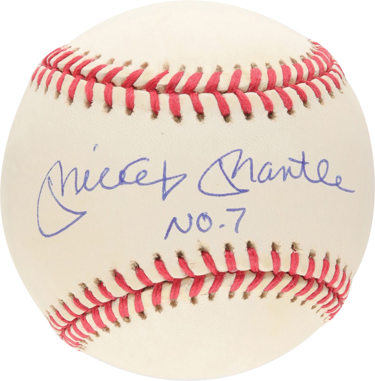 Baseball Autographs - Mickey Mantle "No. 7" Single Signed Baseball (PSA)