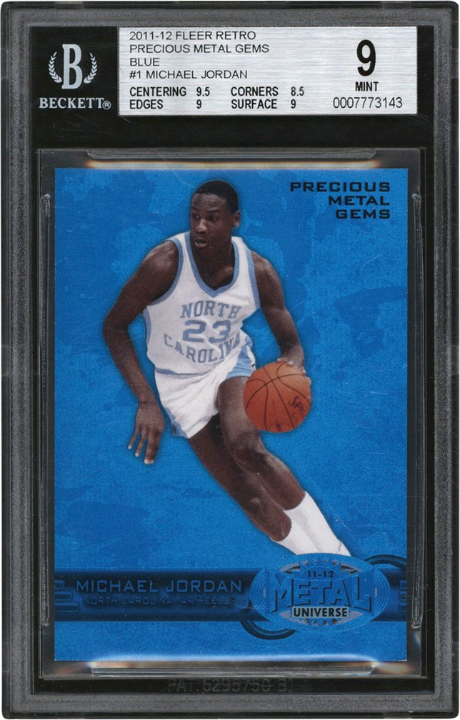 Basketball Cards - 2011-12 Fleer Retro Precious Metal Gems Blue #240 Michael Jordan #43/50 BGS MINT 9