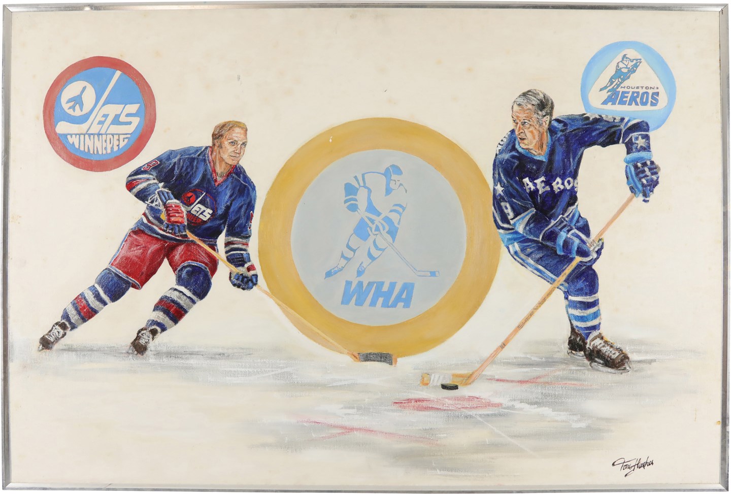 Bobby Hull & Gordie Howe WHA Original Painting
