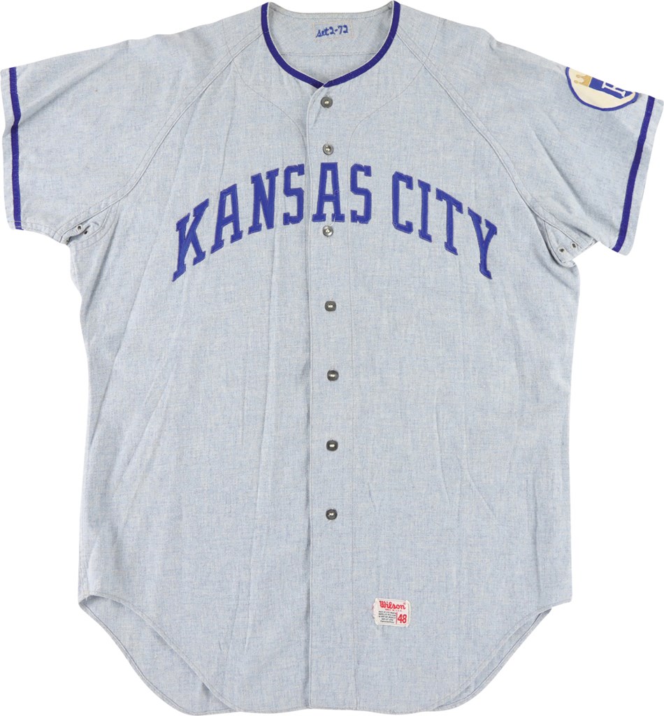 - 1972 Ken Wright Kansas City Royals Game Worn Flannel Jersey
