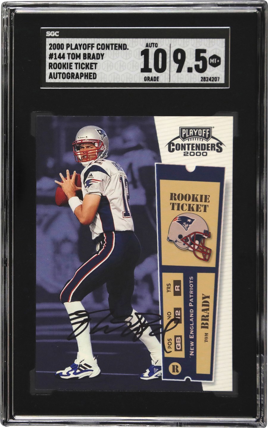 Modern Sports Cards - 00 Playoff Contenders Rookie Ticket #144 Tom Brady Autograph SGC MINT+ 9.5 - Auto 10 (Pop 1 of 1)