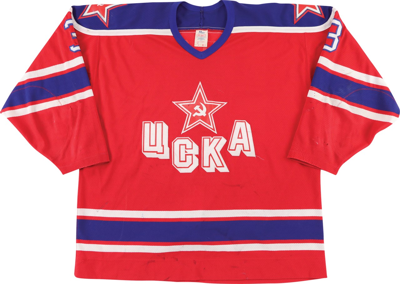 Hockey - 1990s Sergei Zubov CSKA Moscow Game Worn Jersey