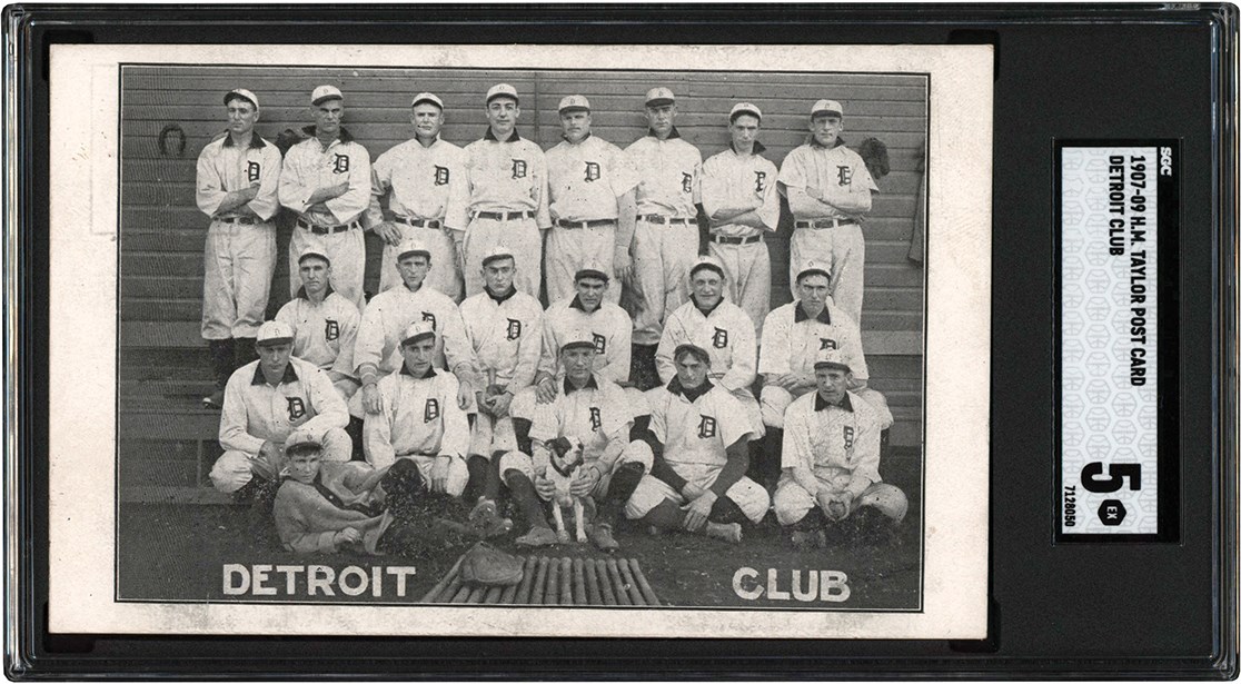- 1907-1909 H. M. Taylor Detroit Tigers Team Postcard w/Ty Cobb SGC EX 5 (Pop 1 of 1 Highest Graded)