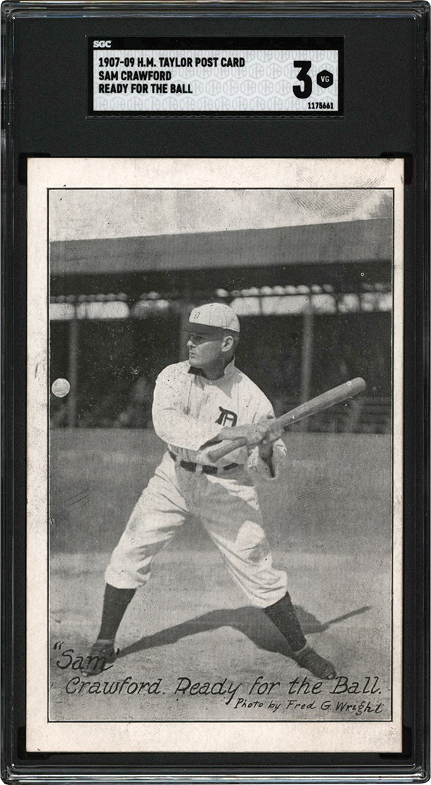 1907-1909 H. M. Taylor Tigers Postcard Sam Crawford SGC VG 3