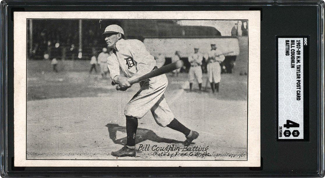 - 1907-1909 H. M. Taylor Tigers Postcard Bill Coughlin SGC VG-EX 4 (Pop 1 of 2 Highest Graded)