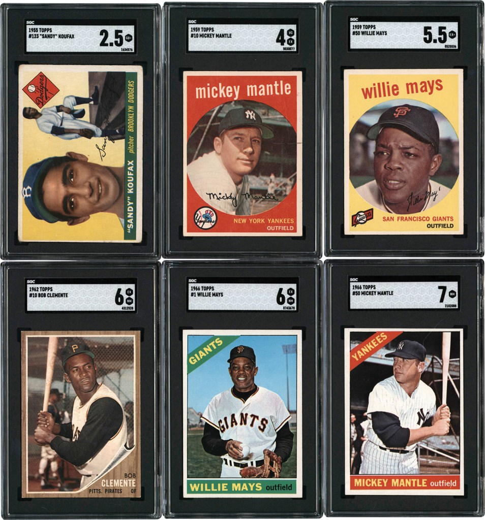 - 1952-1966 Baseball Super Star Collection (128) w/1966 Topps Mickey Mantle SGC NM 7