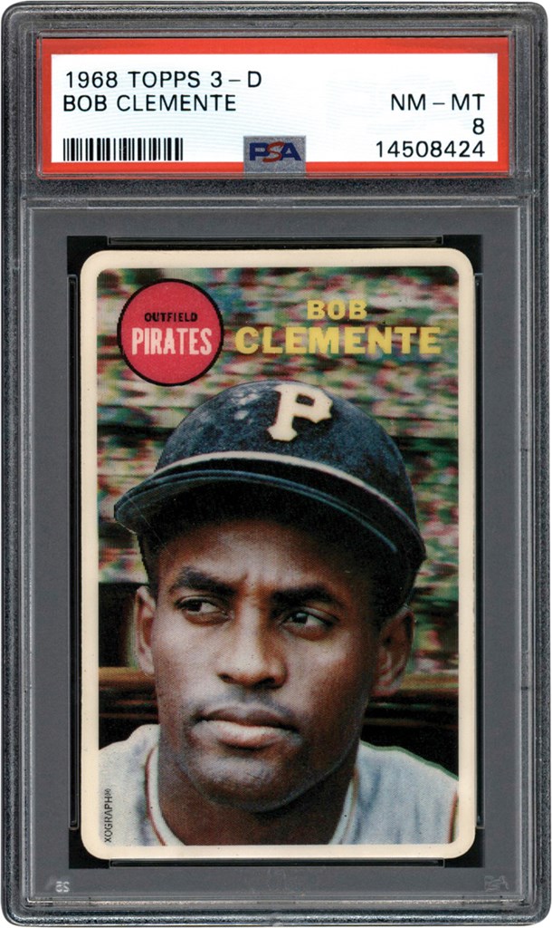 Baseball and Trading Cards - 968 Topps Baseball 3-D Test Issue Roberto Clemente PSA NM-MT 8