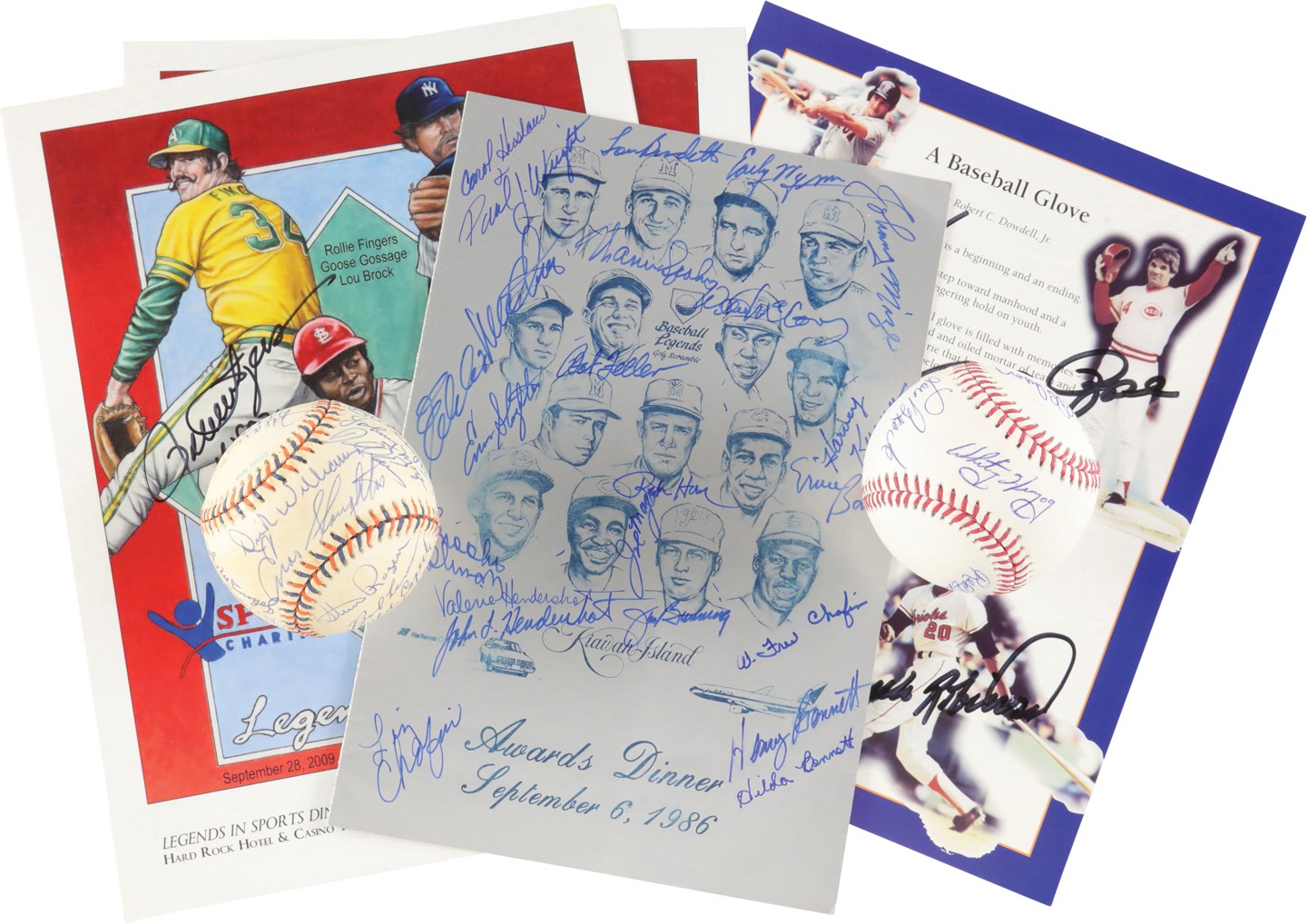Baseball Autographs - Hall of Famers Signed Items w/ Balls and Programs (6)