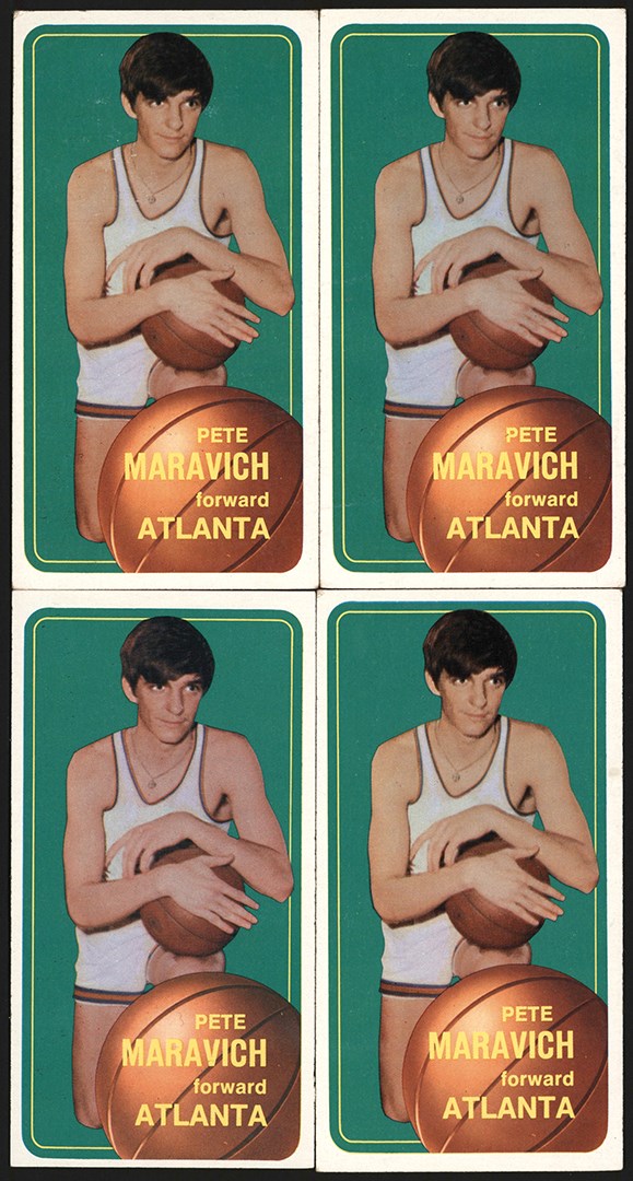 Basketball Cards - 1970-1971 Topps Basketball #123 Pete Maravich Rookie Card Collection (4)