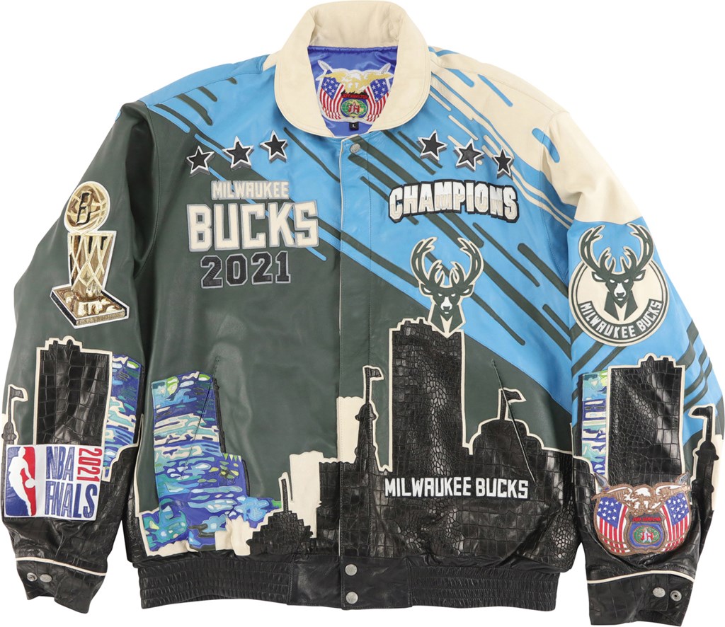 Basketball - 2021 Milwaukee Bucks NBA Championship Ltd. Edition Leather Jacket by Jeff Hamilton