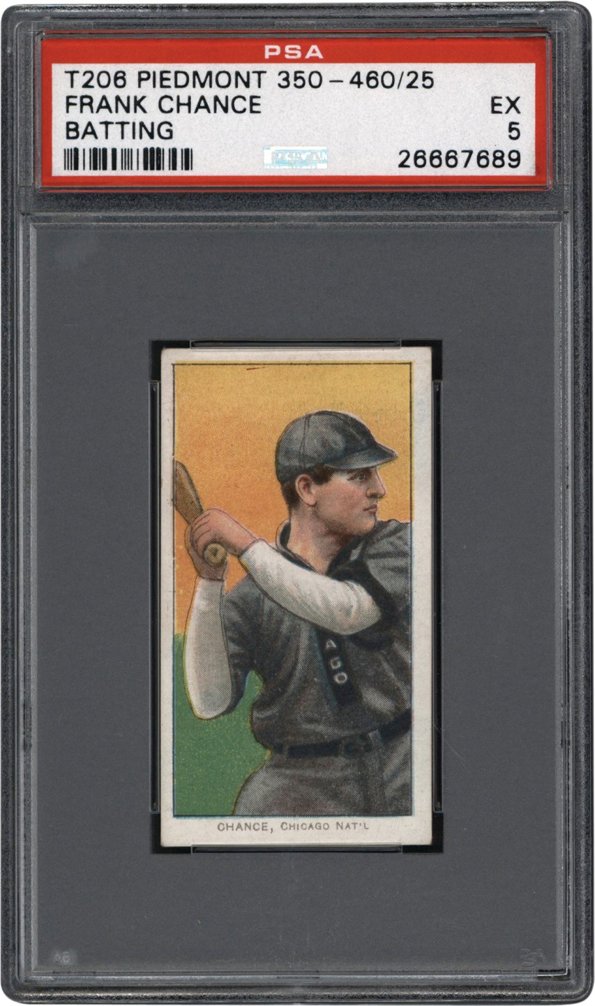 Baseball and Trading Cards - 1909-1911 T206 Frank Chance Batting Piedmont 350-460 Back PSA EX 5