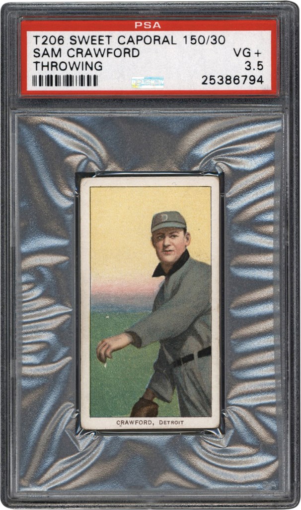 Baseball and Trading Cards - 1909-11 T206 Sam Crawford Throwing PSA VG+ 3.5