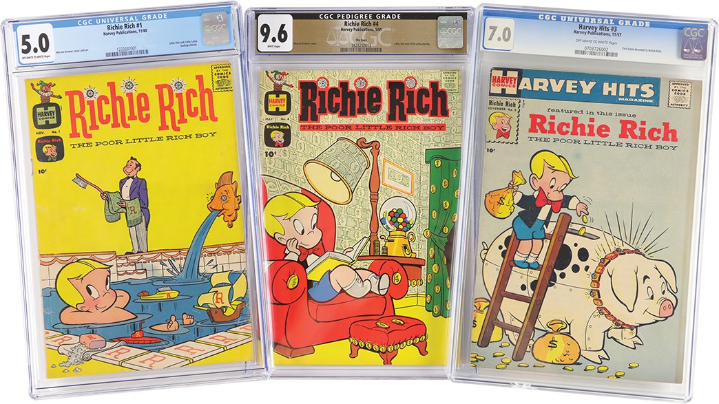 Rock And Pop Culture - Richie Rich CGC Graded Comic Book Trio