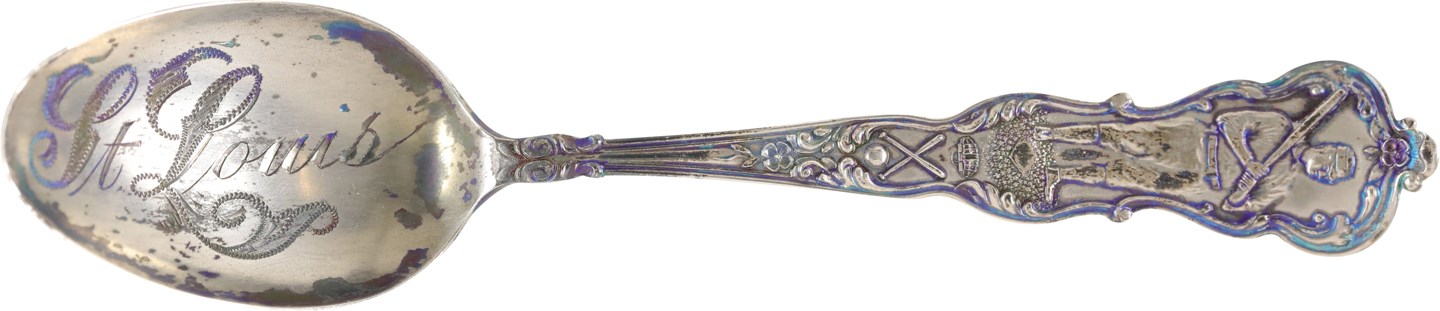 Nineteenty-Century Ornately Engraved Sterling Silver "St. Louis" Baseball Spoon