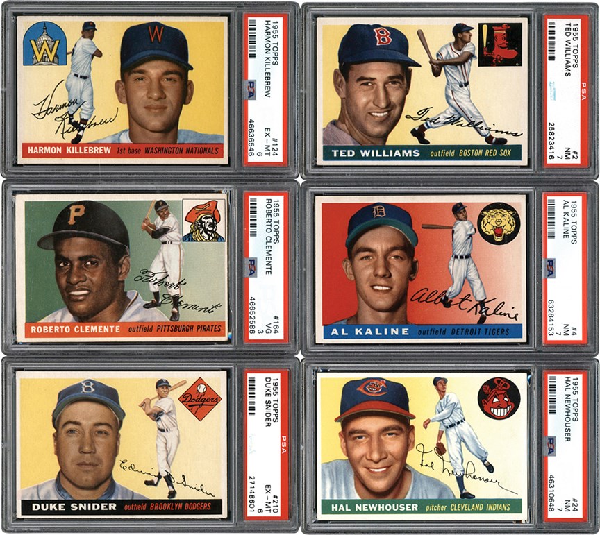 - 1955 Topps Baseball Near Complete Set (202/206) w/Roberto Clemente