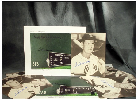 Ted Williams Signed Sepias (8) & Signed Green Diamond Prints (7)
