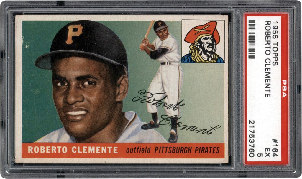 Baseball and Trading Cards - 1955 Topps #164 Roberto Clemente Rookie Card PSA EX 5