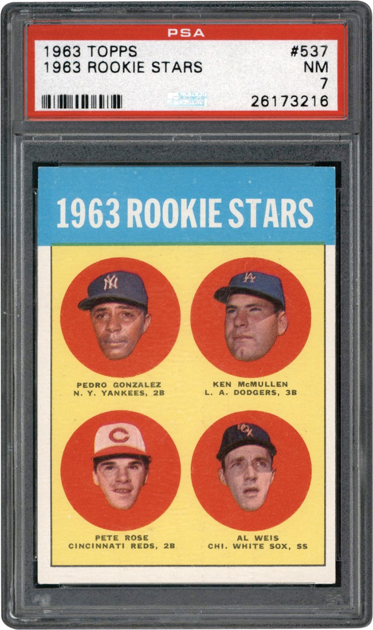 Baseball and Trading Cards - 1963 Topps #537 Pete Rose Rookie Card PSA NM 7