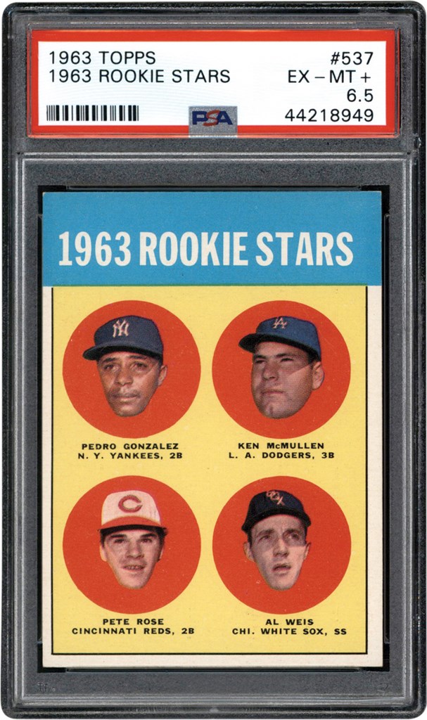 Baseball and Trading Cards - 1963 Topps #537 Pete Rose Rookie Card PSA EX-MT+ 6.5