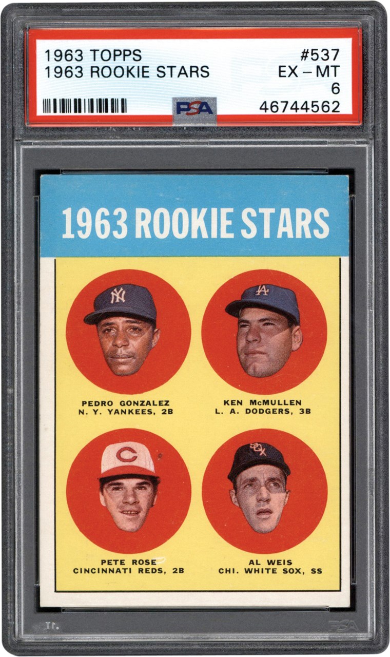 - 1963 Topps #537 Pete Rose Rookie Card PSA EX-MT 6