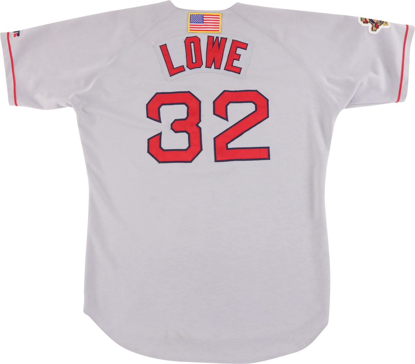- 2001 Derek Lowe Boston Red Sox Game Worn Jersey w/9-11 Flag Patch