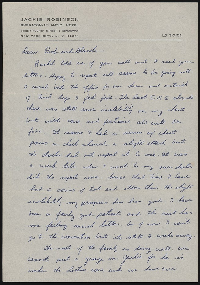 Jackie Robinson & Brooklyn Dodgers - 1965 Jackie Robinson Handwritten Letter with U.C.L.A and Lew Alcindor Content - "There is Great Ability in Him but There is More Pride" (PSA)