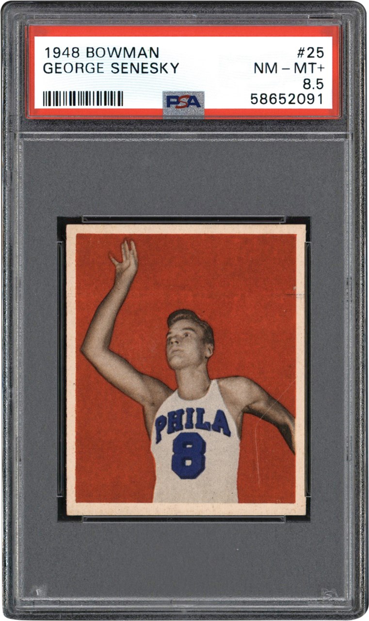 Basketball Cards - 1948 Bowman Basketball #25 George Senesky Card PSA NM-MT+ 8.5 (Pop 1 - Four Higher)