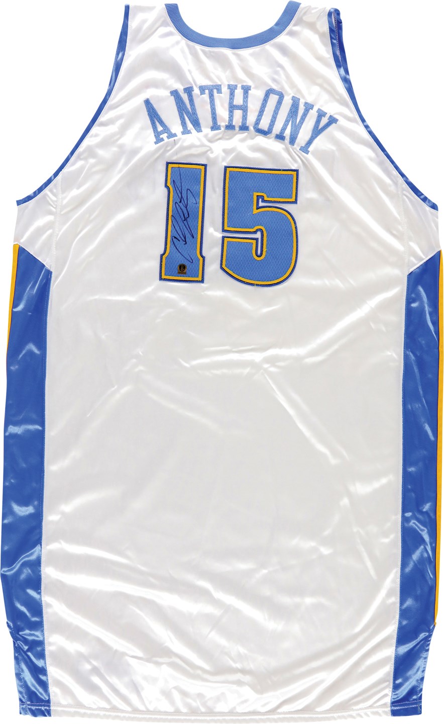 - 12/26/03 Carmelo Anthony Rookie Denver Nuggets Signed Game Worn Jersey - 37 Point and Season-High Three Pointer Game (Melo Beckett COA)