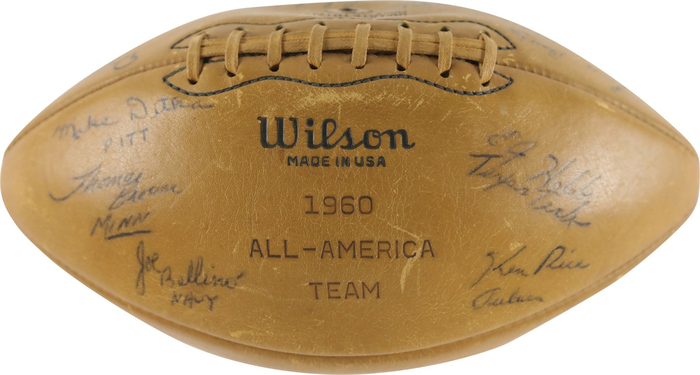 - 1960 Ernie Davis All America Team-Signed Football (JSA)
