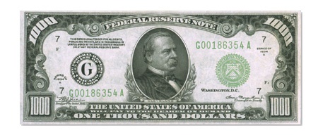 Money - 1934 One Thousand Dollar Federal Reserve Note