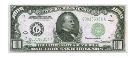 1934 One Thousand Dollar Federal Reserve Note