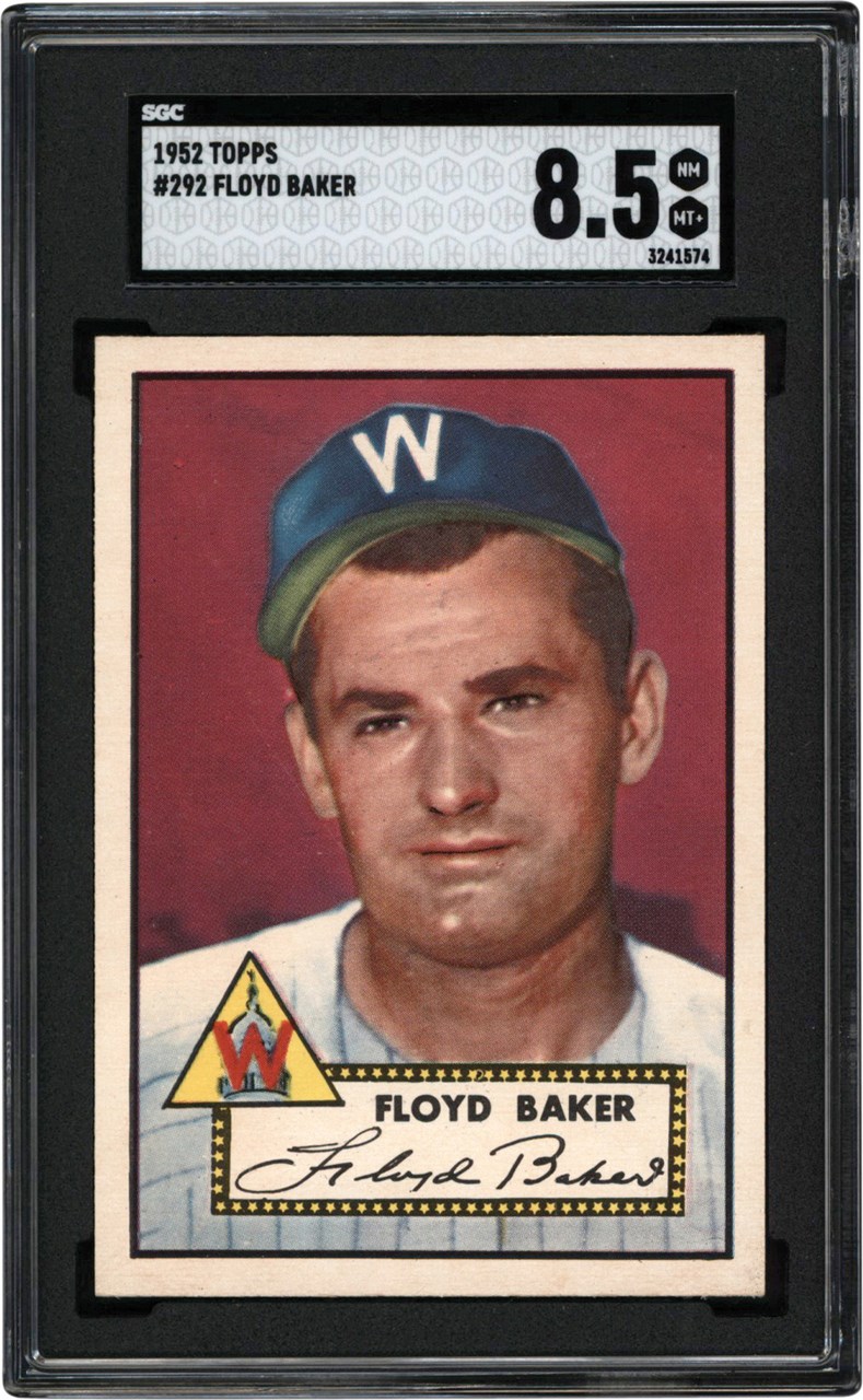 Baseball and Trading Cards - 1952 Topps #292 Floyd Baker SGC NM-MT+ 8.5 (Pop 1 of 3 - Highest Graded)