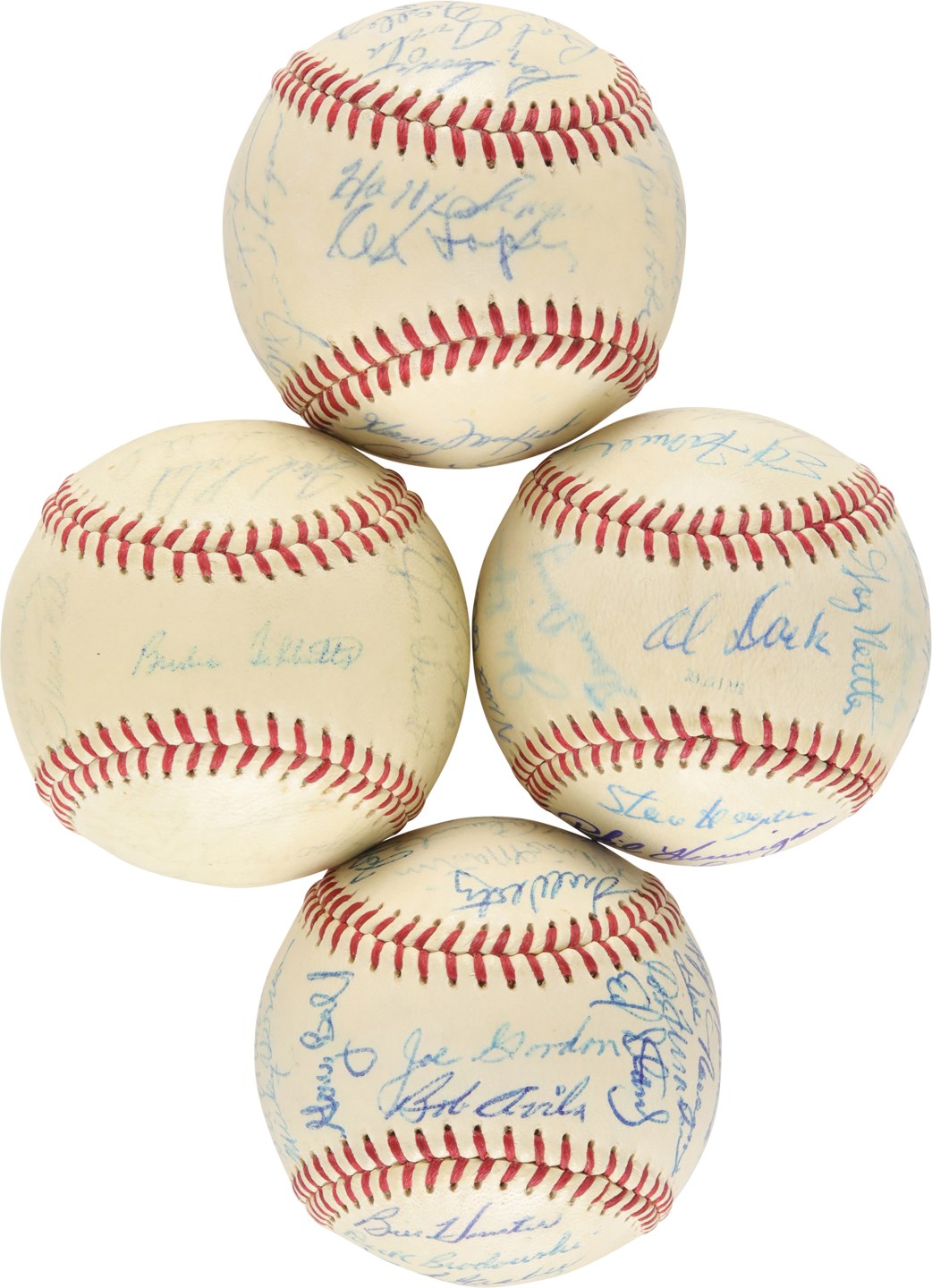 - 1952-1971 Cleveland Indians Team-Signed Ball Collection (4)