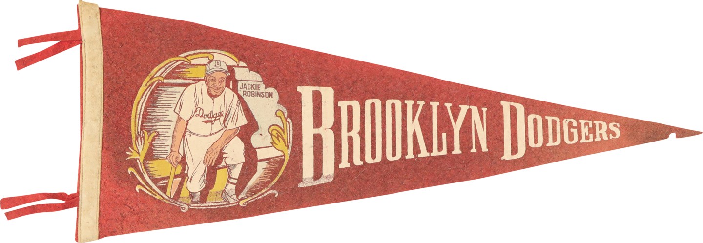 Jackie Robinson & Brooklyn Dodgers - Rare Circa 1950 Jackie Robinson Pennant