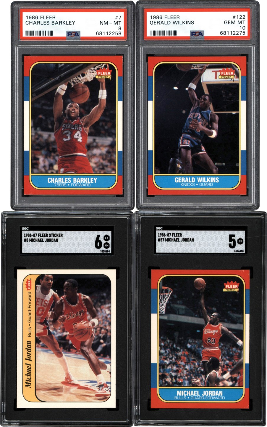 - 1986-1987 Fleer Basketball Complete Set Plus Stickers (143) with 34 Graded Inc. Two PSA 10s