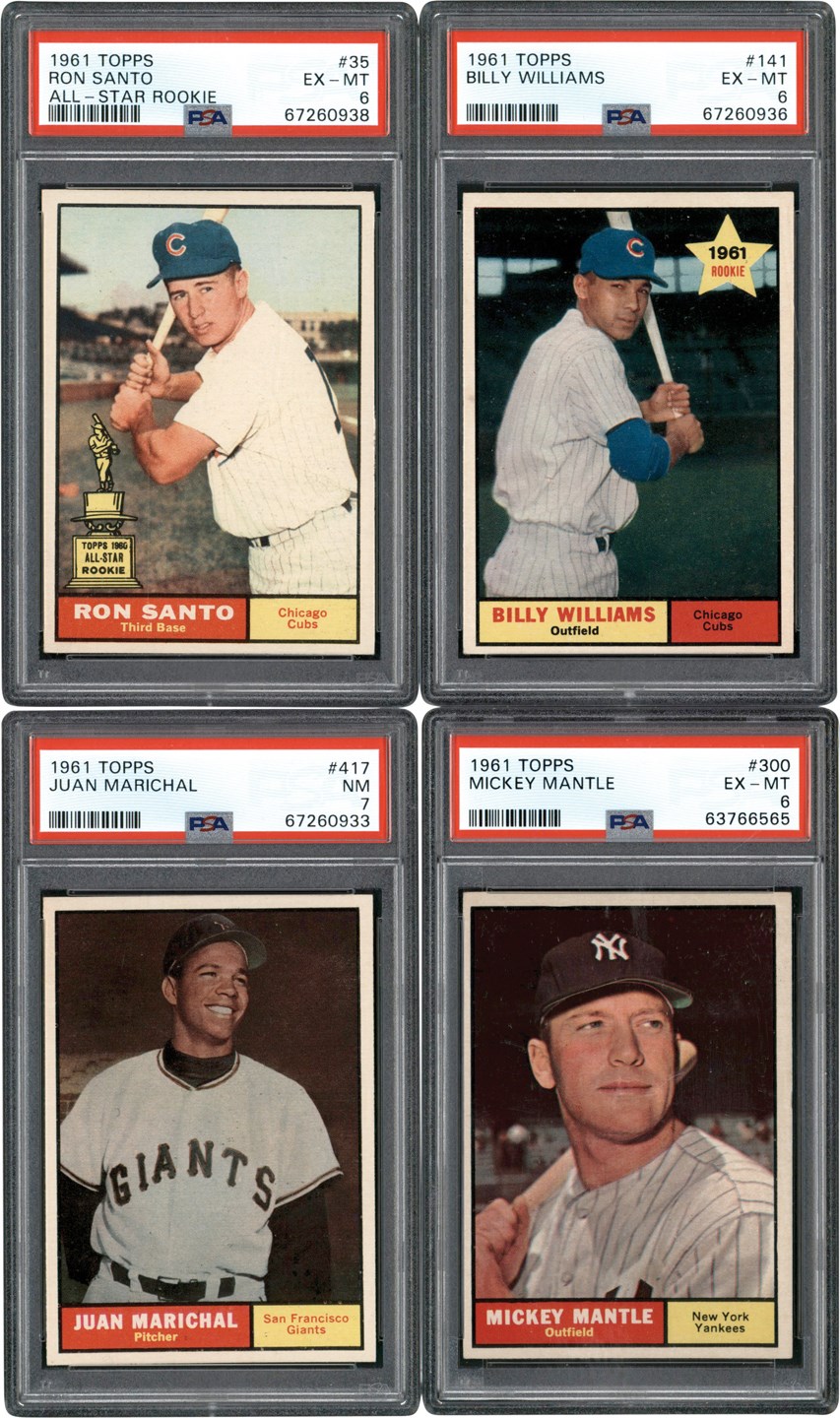 - 1961 Topps Near-Complete Set w/PSA 6 Mickey Mantle (587/589)
